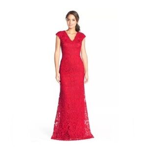 Red lace formal dress